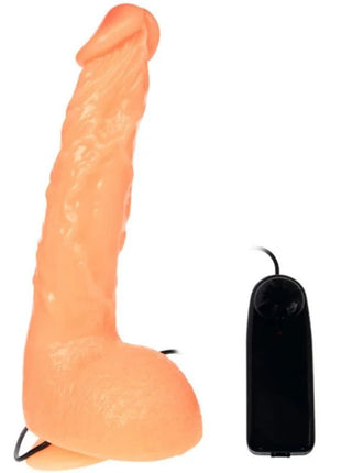 Peachfarbener silikon-dildo mit realistischem vibrationsgefühl und schwarzem batteriepack von BAILE