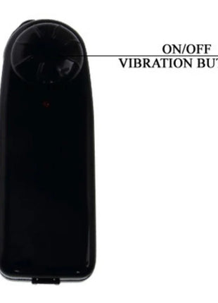 Schwarzer handventilator mit glänzendem finish und integriertem an aus vibrationsknopf von baile penis vibrations dildo