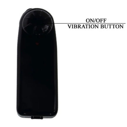 Schwarzer handventilator mit glänzendem finish und integriertem an aus vibrationsknopf von baile penis vibrations dildo