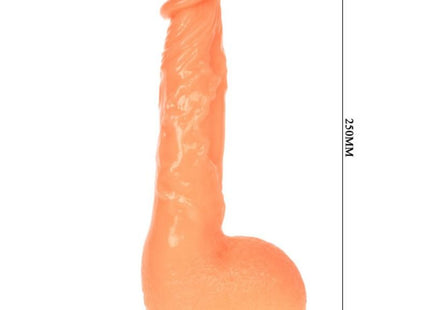 Orange silikon dildo mit realistischer vibration und texturierter oberfläche mit befestigter schnur von BAILE