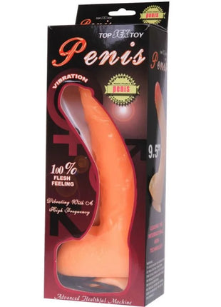 Orange silikon vibrierender penis dildo mit realistischem vibrationsgefühl in schwarzer und roter top sex toy verpackung