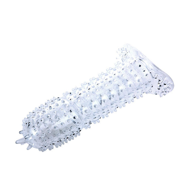 Baile silikon penishülle lila 14 cm mit klarer transparenter oberfläche und strukturierten erhabenen punkten