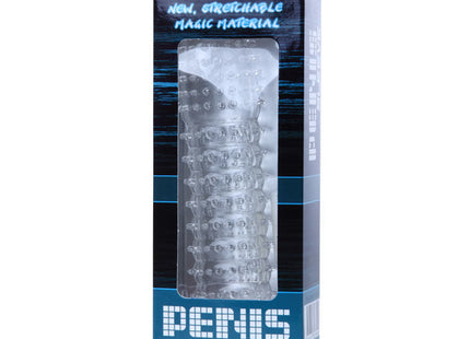 Rosa penis hülle von baile mit klar transparentem material und geriffelter oberfläche mit erhöhten punktreihen 14 cm