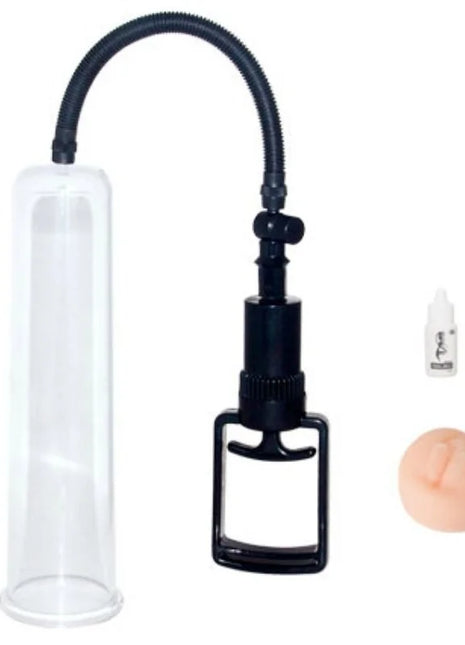 Baile penisvergrößerung vakuumsystem 25 cm schwarz und transparent mit flexiblem schlauch und griff auf basis