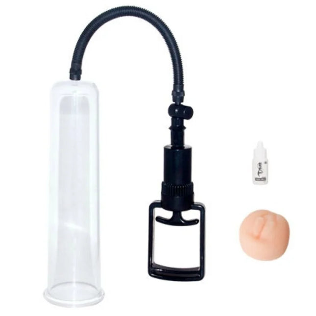 Baile penisvergrößerung vakuumsystem 25 cm schwarz und transparent mit flexiblem schlauch und griff auf basis