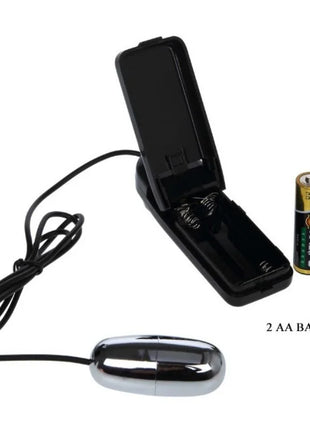 Shiny baile penisvergrößerungssystem mit vibration in chrom mit schwarzem kabel und passender ladetasche plus batterien