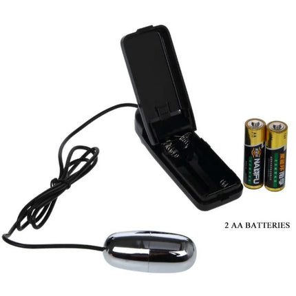 Shiny baile penisvergrößerungssystem mit vibration in chrom mit schwarzem kabel und passender ladetasche plus batterien