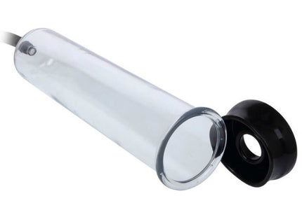 Klarer glas-vakuumcup mit schwarzem gummiverschlusskappe für baile penisvergrößerungssystem mit vibration