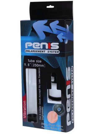 Baile penisvergrößerungssystem mit vibration in schwarz und blau mit klarem schlauch weißer pumpe und schwarzer basis