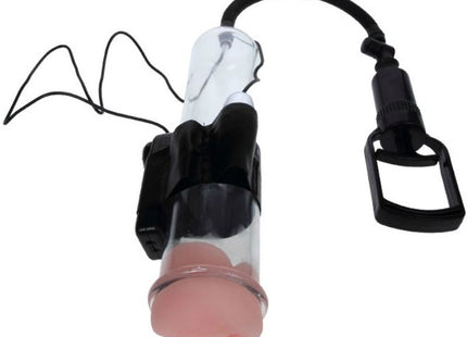 Schwarze und transparente manuelle vakuumpumpe mit pinker silikonspitze für baile penisvergrößerungssystem mit vibration