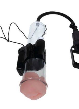 Schwarze und transparente manuelle vakuumpumpe mit pinker silikonspitze für baile penisvergrößerungssystem mit vibration
