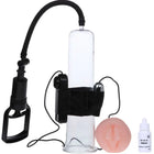 Baile penisvergrößerungssystem mit vibration schwarzer griff vakuumpumpe mit klarem glaszylinder schwarzem schlauch pink silikon einlage und weißer gleitmittelflasche