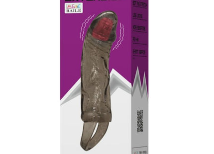 Transparente silikon penislängerungshülle mit rotem innenkern und vibration von baile 13,5 cm für männer