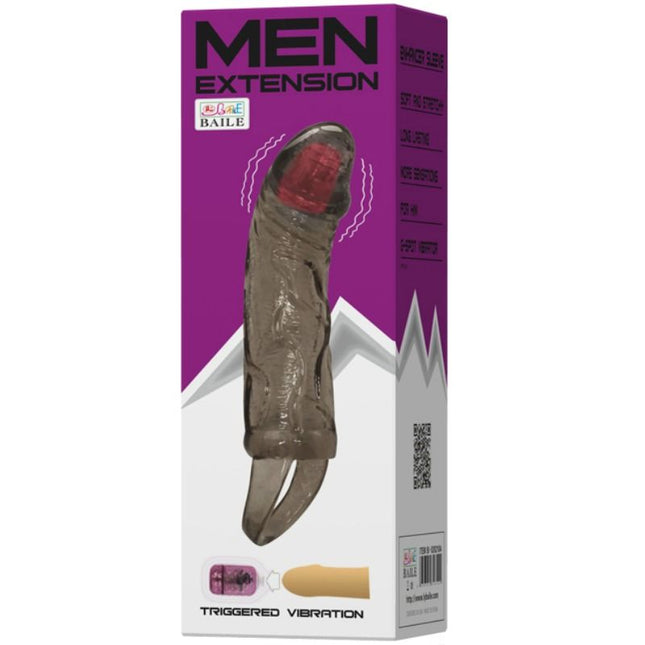 Transparente silikon penislängerungshülle mit rotem innenkern und vibration von baile 13,5 cm für männer
