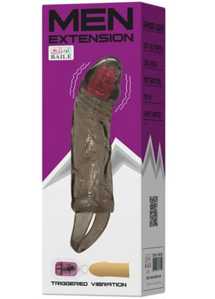 Transparente silikon penislängerungshülle mit rotem innenkern und vibration von baile 13,5 cm für männer