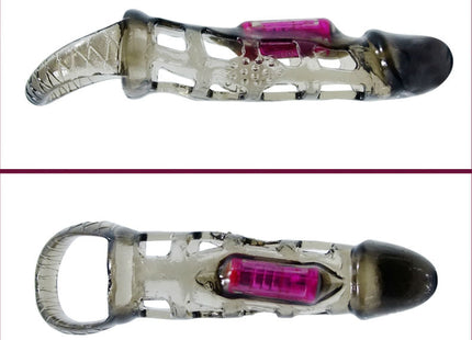 Transparent silikon vibrierender cockring mit rosa batteriefach und strukturierter grifffläche von baile 13,5 cm