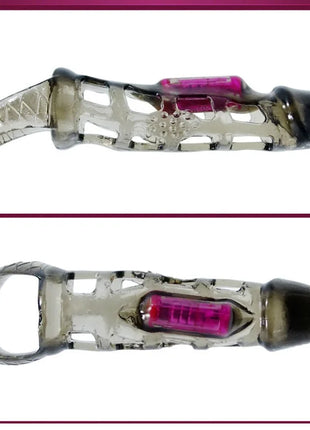 Transparent silikon vibrierender cockring mit rosa batteriefach und strukturierter grifffläche von baile 13,5 cm