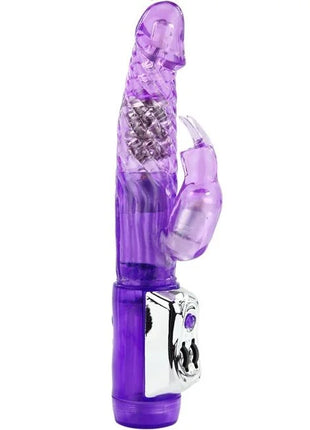 Lila durchscheinender kaninchen-vibrator baile persischer elite mit silberner bedienleiste und strukturierter griffzone