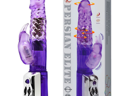 Purple translucent plastik persischer rabbit vibrator mit silberner steuerung und strukturierter oberfläche