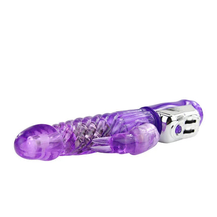 Baile persischer elite kaninchen lila durchsichtiger plastik vibrator mit silbernem metallischem kontrollkopf