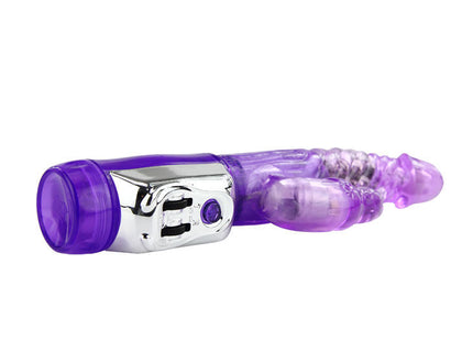 Baile persischer elite kaninchen transparent violetter silikon vibrator mit silberner metallsteuerung und violettem led licht