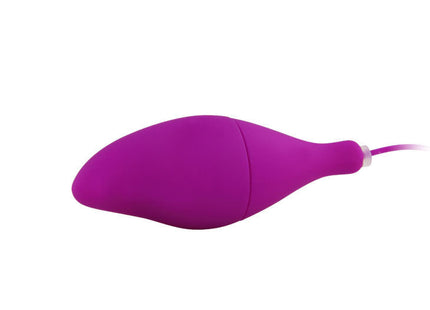 Lila silikon vibrator in teardrop-form mit glatter oberfläche und dünner schnur von baile pleasure shell12