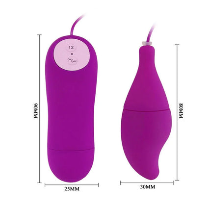 Lila silikonferngesteuerter vibrator mit rundlichem tropfenförmigem kopf und ergonomischem griff von baile pleasure shell12