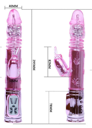 Pink transparenter kaninchen-vibrator mit silberner metallbasis und bedienfeld von baile pochender bunny pink rampant rotator