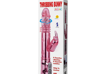Baile pochender bunny pink rampant rotator rosa transluzenter vibrierender kunststoffhase mit silberner fernbedienung und usb ladeanschluss
