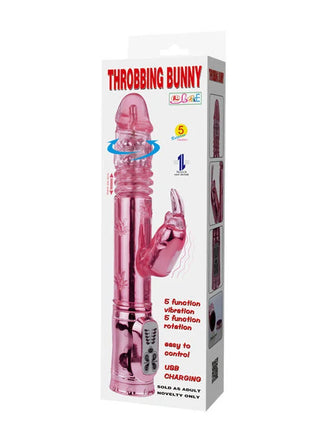 Baile pochender bunny pink rampant rotator rosa transluzenter vibrierender kunststoffhase mit silberner fernbedienung und usb ladeanschluss