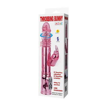 Baile pochender bunny pink rampant rotator rosa transluzenter vibrierender kunststoffhase mit silberner fernbedienung und usb ladeanschluss