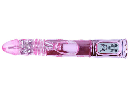 Baile pochender bunny pink rampant rotator pink durchsichtiger vibrierender stift mit klarem strukturiertem kopf und bedienfeld