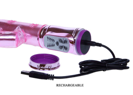 Pink und lila aufladbares vibratoren-gerät mit metallischem bedienfeld baile pochender bunny pink rampant rotator