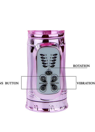 Pink metallischer zylindrischer vibrator baile pochender bunny pink rampant rotator mit intensitätseinstellungen und vibrationsknöpfen