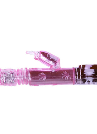 Baile pochender bunny pink rampant rotator pink transparenter rabbit-vibrator aus kunststoff mit silberner basis und floralen mustern