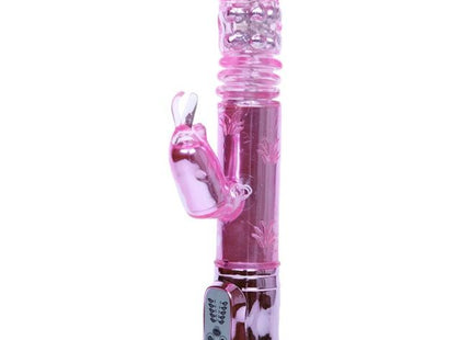 Pink translucenter kaninchen-vibrator mit metallbasis und bedienfeld baile pochender bunny pink rampant rotator