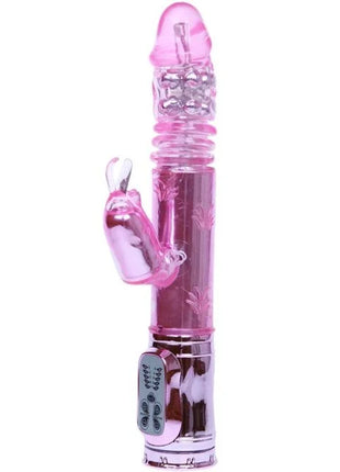 Pink translucenter kaninchen-vibrator mit metallbasis und bedienfeld baile pochender bunny pink rampant rotator
