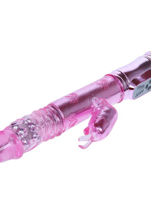Pink transparenter rabbit-vibrator aus kunststoff mit silbernen akzenten und bedientasten von baile pochender bunny pink rampant rotator