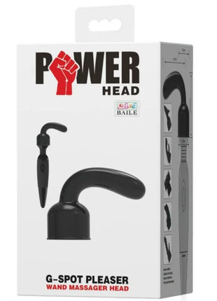 Schwarzer plastik g-punkt massager kopf mit gebogenem griff und spitzem ende für baile power head