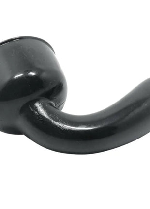 Schwarzer glänzender silikon analplug mit gebogenem design und abgerundetem stützfuß für gpunktvergnügen