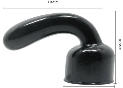 Schwarzer glänzender plastikaufsatz mit gebogenem griff und abgerundetem fuß für baile power head massager