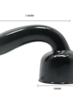 Schwarzer glänzender plastikaufsatz mit gebogenem griff und abgerundetem fuß für baile power head massager