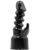 Schwarzer glänzender kunststoff cockring mit spiralmuster und gezacktem rand für baile power head klitorisstimulation