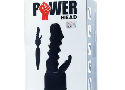 Schwarzer silikon ersatzkopf power head mit strukturierter, gerillter oberfläche und krallenförmigem hervorstand von baile