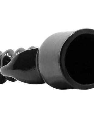 Schwarzer glänzender silikon analplug mit spitz zulaufendem design und abgerundeten enden für innere und klitorisstimulation von baile