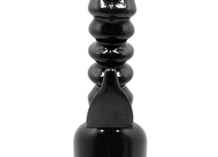 Schwarzer glänzender silikon dildo mit segmentiertem rundem design und spitz zulaufender spitze für klitoris- und innere stimulation von BAILE