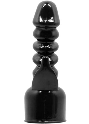 Schwarzer glänzender silikon dildo mit segmentiertem rundem design und spitz zulaufender spitze für klitoris- und innere stimulation von BAILE