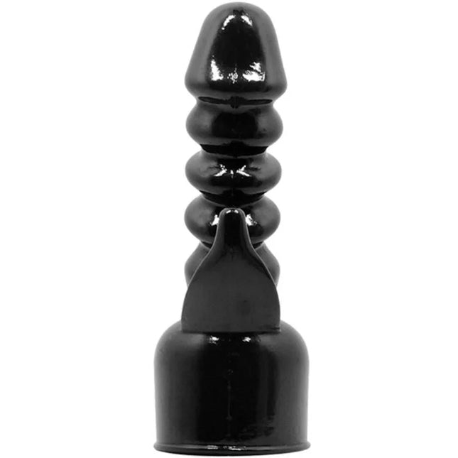 Schwarzer glänzender silikon dildo mit segmentiertem rundem design und spitz zulaufender spitze für klitoris- und innere stimulation von BAILE