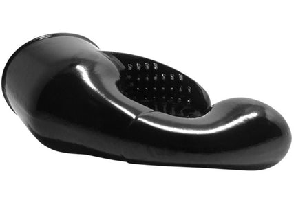 Schwarzer glänzender plastik-saugnapf mit ergonomischem design und perforiertem innenraum für baile power head massagergy punkt stimulation und klitoris