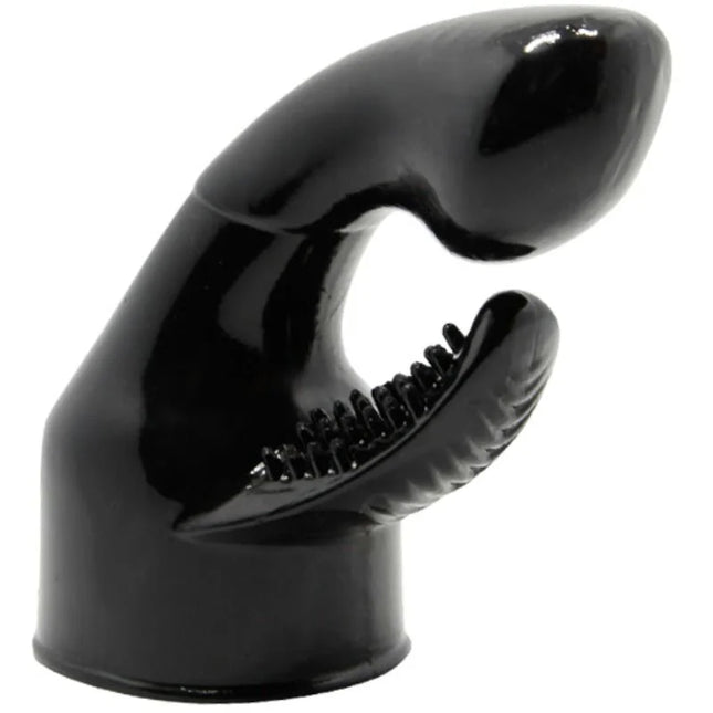 Schwarzer glänzender plastikklauenaufsatz mit gezahnten zähnen für baile power head massagepunkt stimulation und klitoris